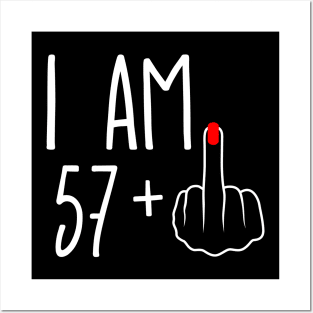 Vintage 58th Birthday I Am 57 Plus 1 Middle Finger Posters and Art